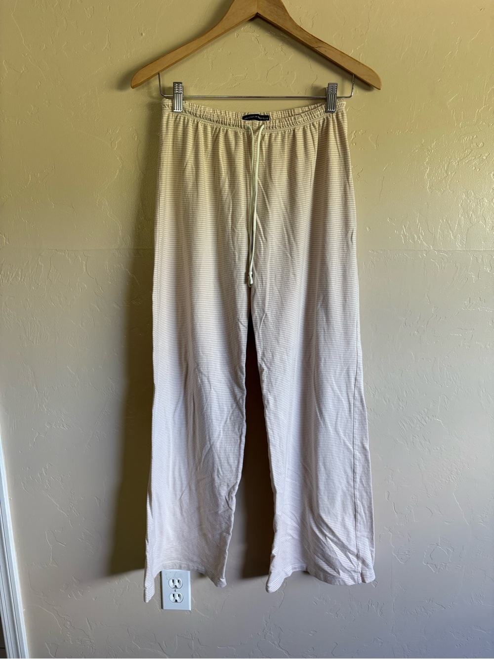 Brandy Melville Made In Italy 100% Cotton Pink Cream Striped Baggy Lounge Pants